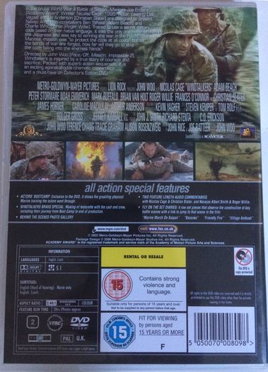 Windtalkers (John Woo Film) [2002] Nicolas Cage, Adam Beach, Peter Stormare, Noah Emmerich, Mark Ruffalo & Christian Slater [Movie DVD]