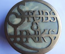 Antique Art Nouveau Brass Cufflink Box: Steampunk Studs & Links Round Storage box