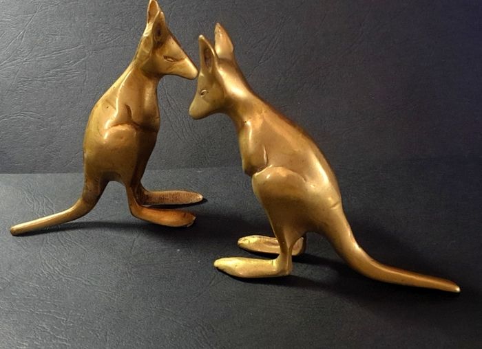 Pair Of Vintage Brass Kangaroo's (Bookends)