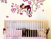 Nice,  Funny Monkey Vinyl Wall Stickers for Nursery, Children's Rooms.