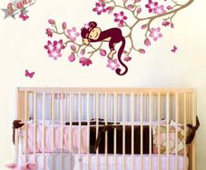 Nice,  Funny Monkey Vinyl Wall Stickers for Nursery, Children's Rooms.