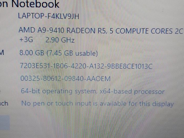 HP Pavilion 15.6 inch Laptop, Model, 15-aw012na, AMD A9-9410 Radeon R5 Graphics, 5 Compute cores 2C + 3G 2.9GHz, 8GB Ram, 1 Terrabyte HDD, Windows 10, Microsoft Edge, Chrome, and VLC