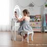 Girls Dressing Table (Age 3-7yrs) With Mirror and Stool, Childrens White Wooden Kids Vanity Table with Crystal Knobs Childs Dressing Table Set for a Kid Image 2