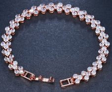 Crystal Rose Gold Wedding Bridal Bracelet