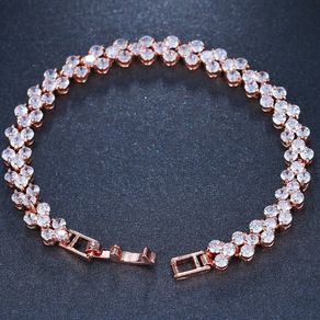 Crystal Rose Gold Wedding Bridal Bracelet