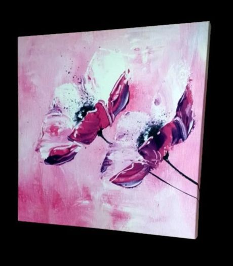 Brand New Abstract Pink Floral Canvas Art