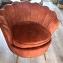 Large Rust/Copper Velvet Scalloped Tub Armchair Image 3