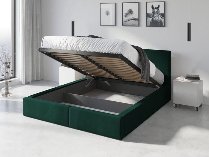 Bedroom Hilton upholstered bed frame. Storage box and  lifter support