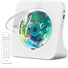 Portable CD Player with Bluetooth 5.0, Greadio Desktop CD Players for Home, CD Music Player with Speakers, Remote Control, Dust Cover, FM Radio, LCD Display, AUX, USB, Headphone Jack