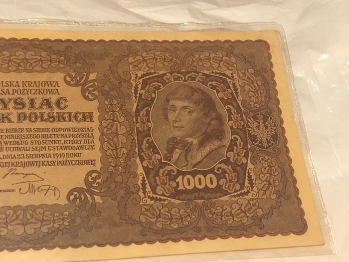 1000 Marek Polskich 1919 Huge note in very nice condition