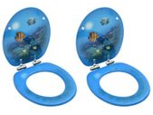 WC Toilet Seats with Soft Close Lid 2 pcs MDF Deep Sea Design