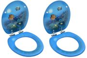 WC Toilet Seats with Soft Close Lid 2 pcs MDF Deep Sea Design
