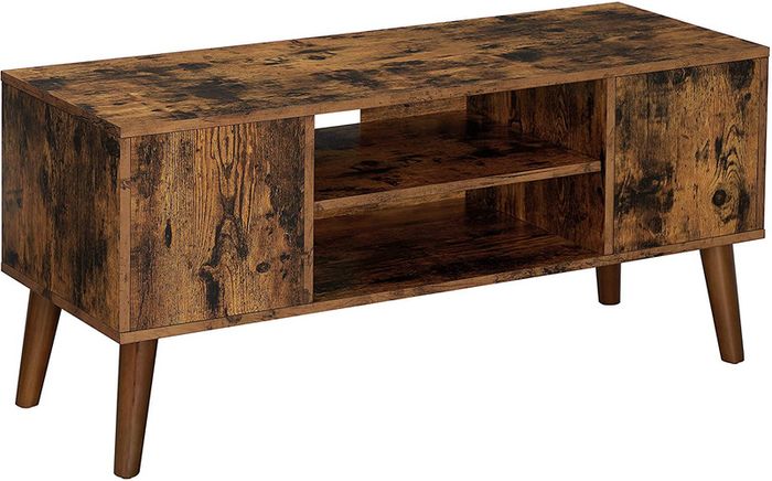 _Retro Lowboard TV Unit in 50/60s Look Retro Furniture for Your Flat Screen Games Consoles Living Room Office Wood Effect