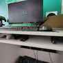 Office Computer desk white lux/yellow color with drawers and keyboard tray. Image 9