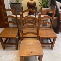 4 x Lovely Sturdy Wooden Kitchen Dining Chairs - Can Deliver