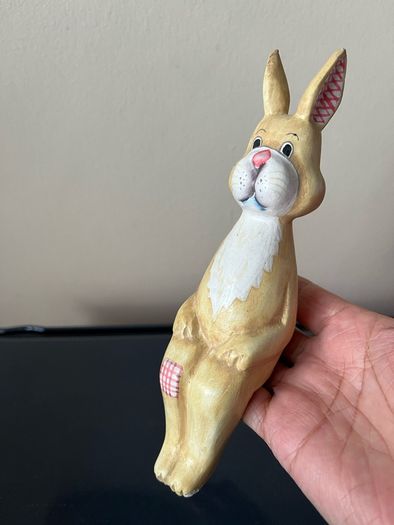 Carved Wooden Rabbit Shelf Sitter