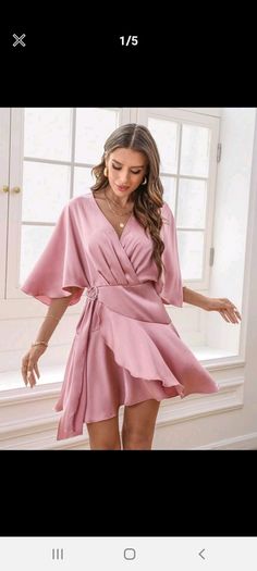 womens pink wrap dress