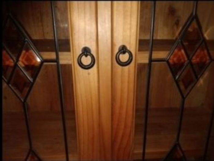 Solid wood Display Cabinet/ Book Case with double doors, shelves and storage.