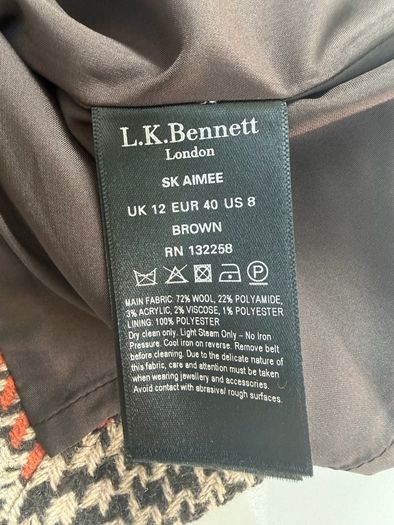 L.K. Bennett wool pencil skirt UK 12