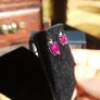 9 ct gold earnings with African Rubies of 2.38 Carat  and Aquamarine Natural stone Image 4