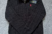 Black Ralph Lauren Cable Knit Quarter Zip