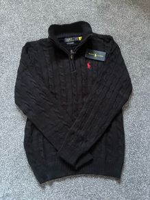 Black Ralph Lauren Cable Knit Quarter Zip