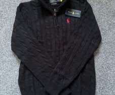 Black Ralph Lauren Cable Knit Quarter Zip