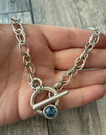 Antique silver plated toggle necklace