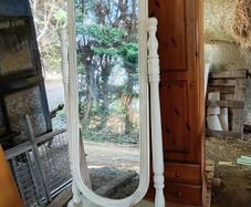 Vintage White Timber Oval Cheval Floor Mirror