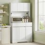 Modern Kitchen Sideboard with 4 Cabinets, 2 Drawers and Adjustable Shelves, 100x38x180 cm, White Image 5
