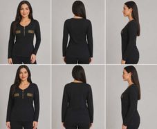 Women's Ribbed Blouse L/XL - Black