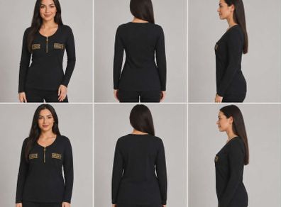 Women's Ribbed Blouse L/XL - Black