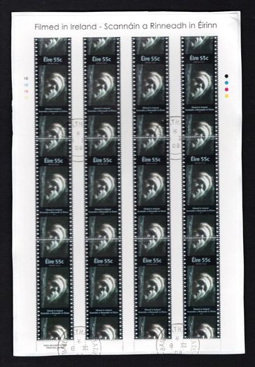 2008 Ireland Filmed in Ireland Commemorative Stamps Sheetlet (4 sheets) Plate 1A1A1A1A Fine Used with Dublin cancel of 8th July 2008 (First day of issue)