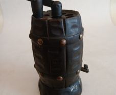 Vintage Brass Studded Carved Oak Barrel Cigarette Dispenser