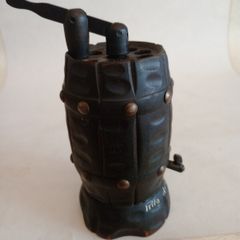 Vintage Brass Studded Carved Oak Barrel Cigarette Dispenser