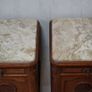 Pair of Antique French Oak Marble-Top Bedside Cabinets Image 4