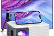 Mini Projector, WiFi Bluetooth Projector Full HD 1080P Support, 15000L Portable Outdoor Home Cinema Movie Projector, Compatible with Smartphone/HDMI/Fire Stick/USB/Tablet/PC/PS5(Tripod included)