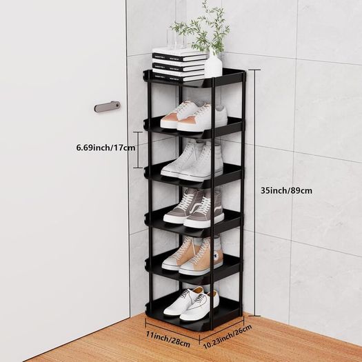 6 Tier Narrow Shoe Rack Storage Stand Slim Space Stackable - Brand New Sealed