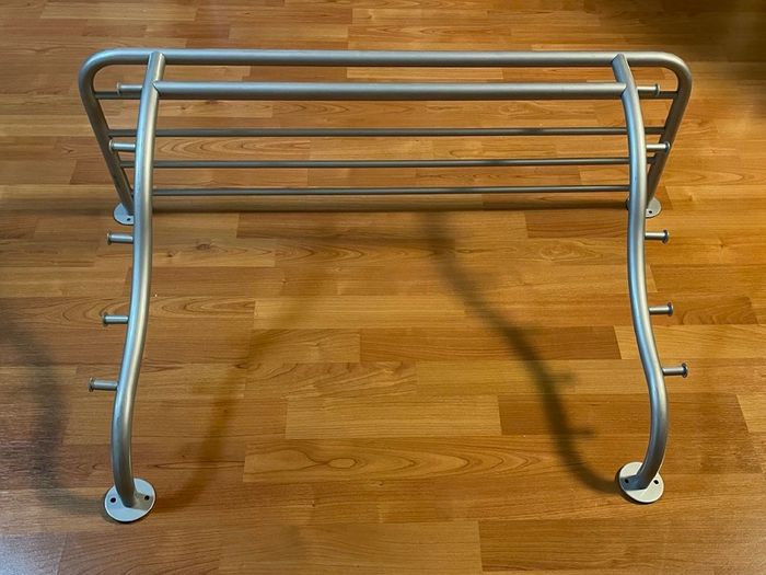Gray metal coat rack