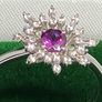 Purple Garnet, White Zircon Firework Ring in Rhodium Overlay Sterling Silver, 0.627 Ct. Image 3