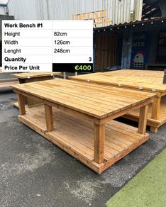 Heavy Duty Wooden Work Bench Industrial Table 248cm . 1 left