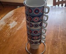 6x tea cup with stand