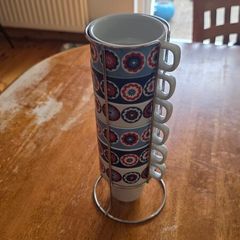 6x tea cup with stand