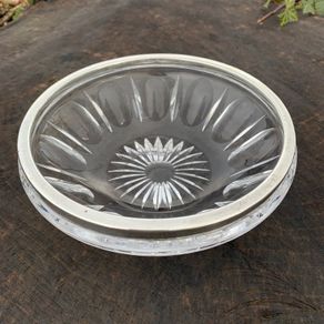 Vintage Hermann Bauer crystal bowl with silver rim