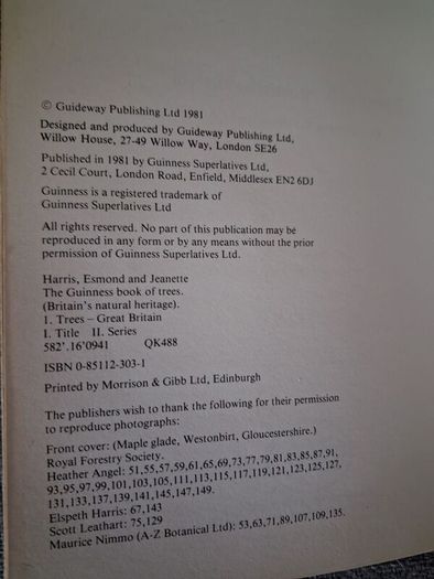 The Guiness Book of Trees / 1st ed.,  1981