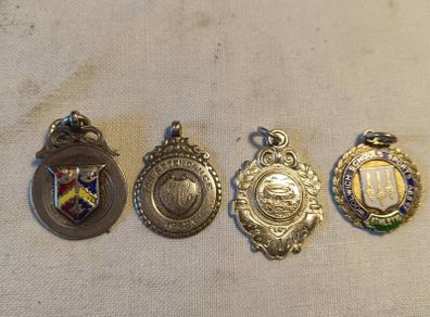 Four Vintage Sterling Silver Medals/Fobs