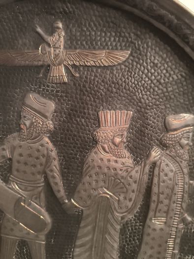 Vintage Persian pewter and brass plates