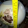 Beautiful Old Brass Oil Lamp Double Wick Burner and Spherical Milk Glass Shade with Roses, Postage or Collection Image 4