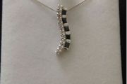 Sterling silver black sapphire and zirconia pendant necklace