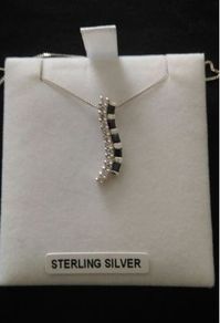 Sterling silver black sapphire and zirconia pendant necklace